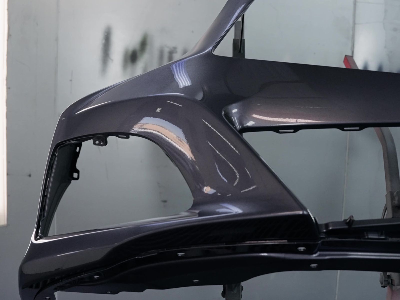 Freshly painted glossy bumper